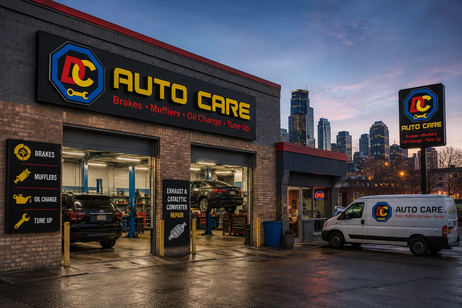 DC Auto Care shop exterior Minneapolis exhaust and converter repair